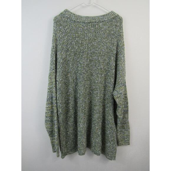 Ava & Viv 4X Women’s Heather Green Blue Knit Sweater Plus Size Pullover Casual - Picture 5 of 5